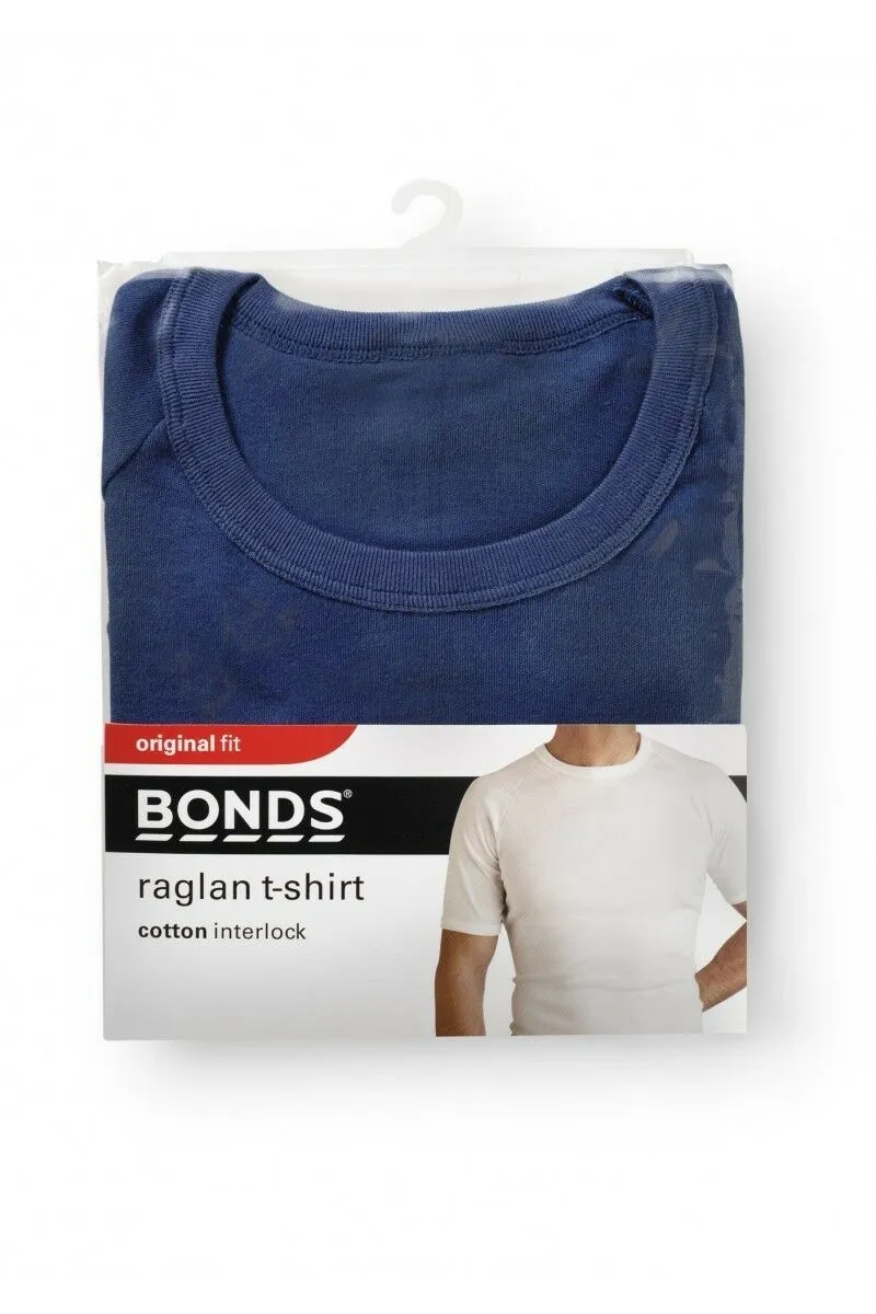 2 x Bonds Raglan Tshirt Crew / V Neck Tee Top - Black White Navy Grey