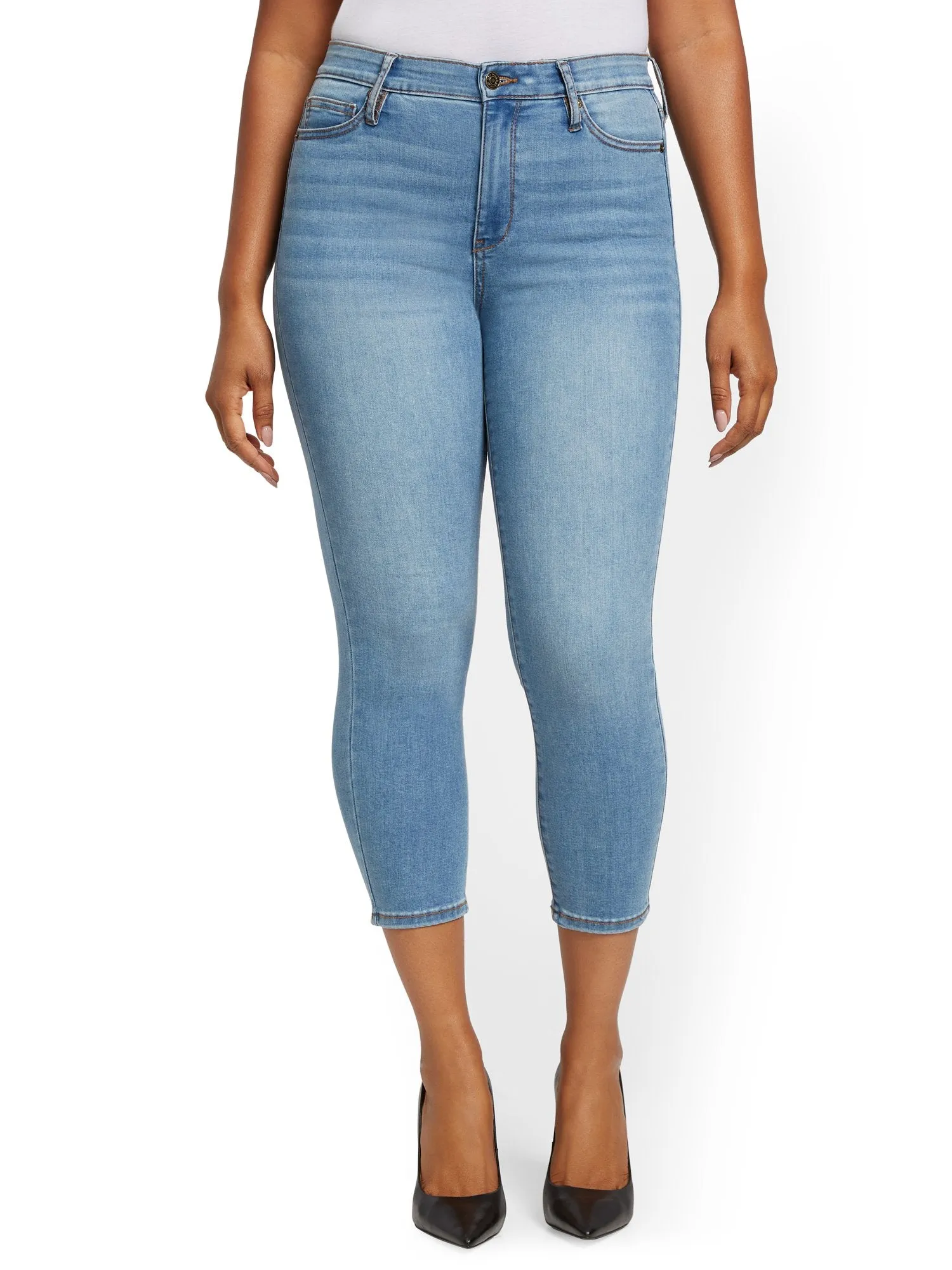 Abby High-Waisted Slimming Capri Jeans - Light Blue