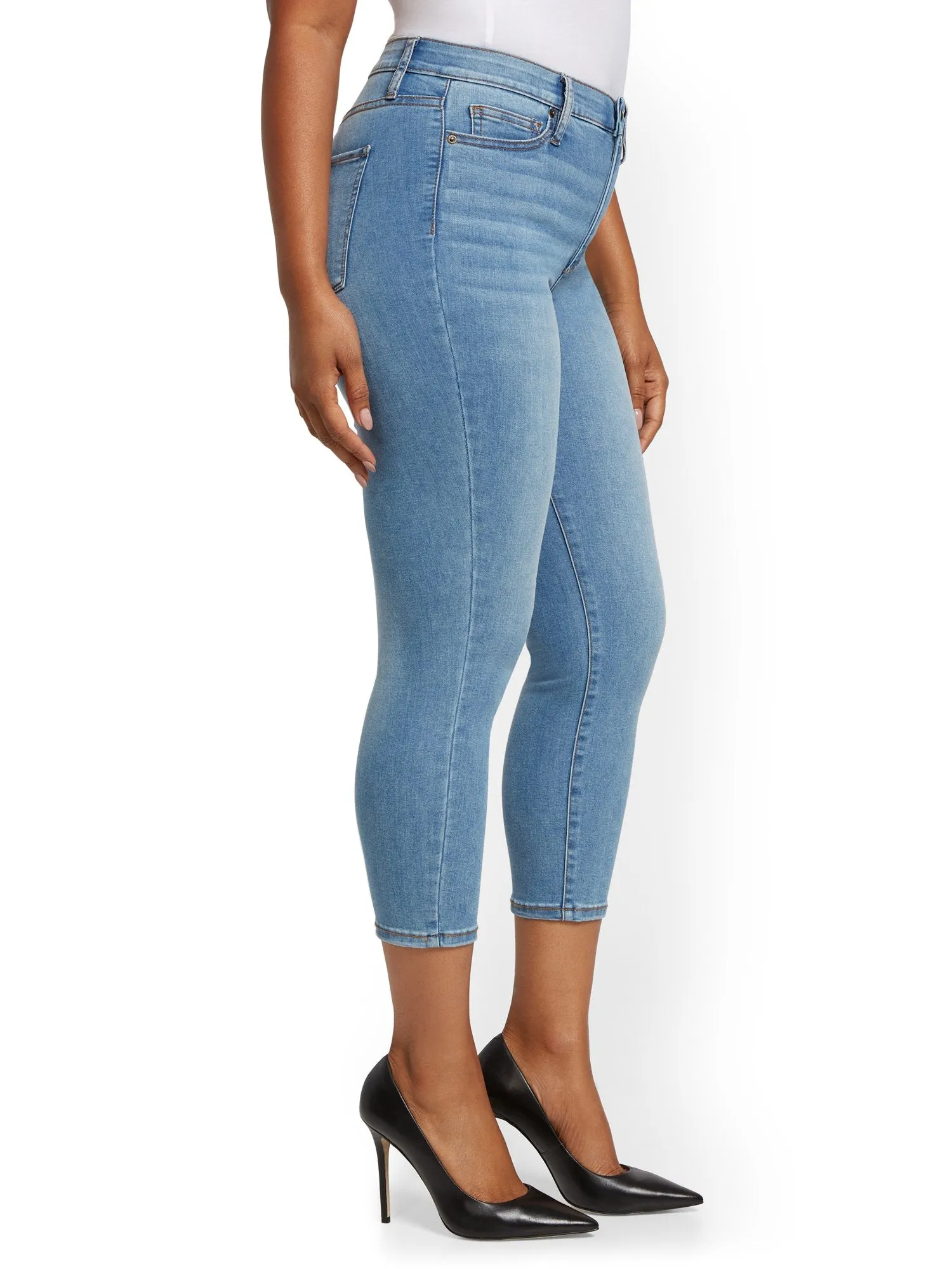 Abby High-Waisted Slimming Capri Jeans - Light Blue