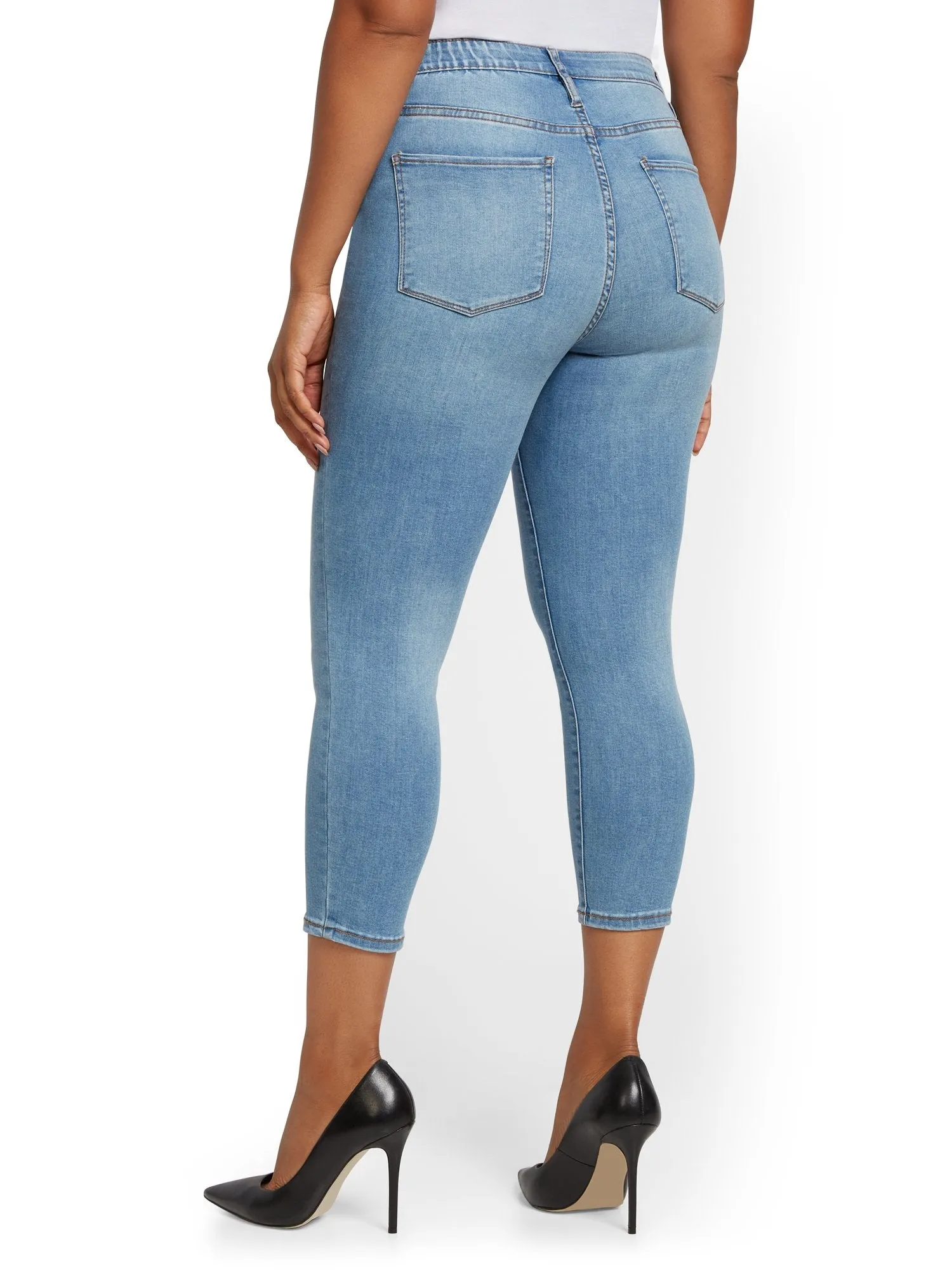 Abby High-Waisted Slimming Capri Jeans - Light Blue