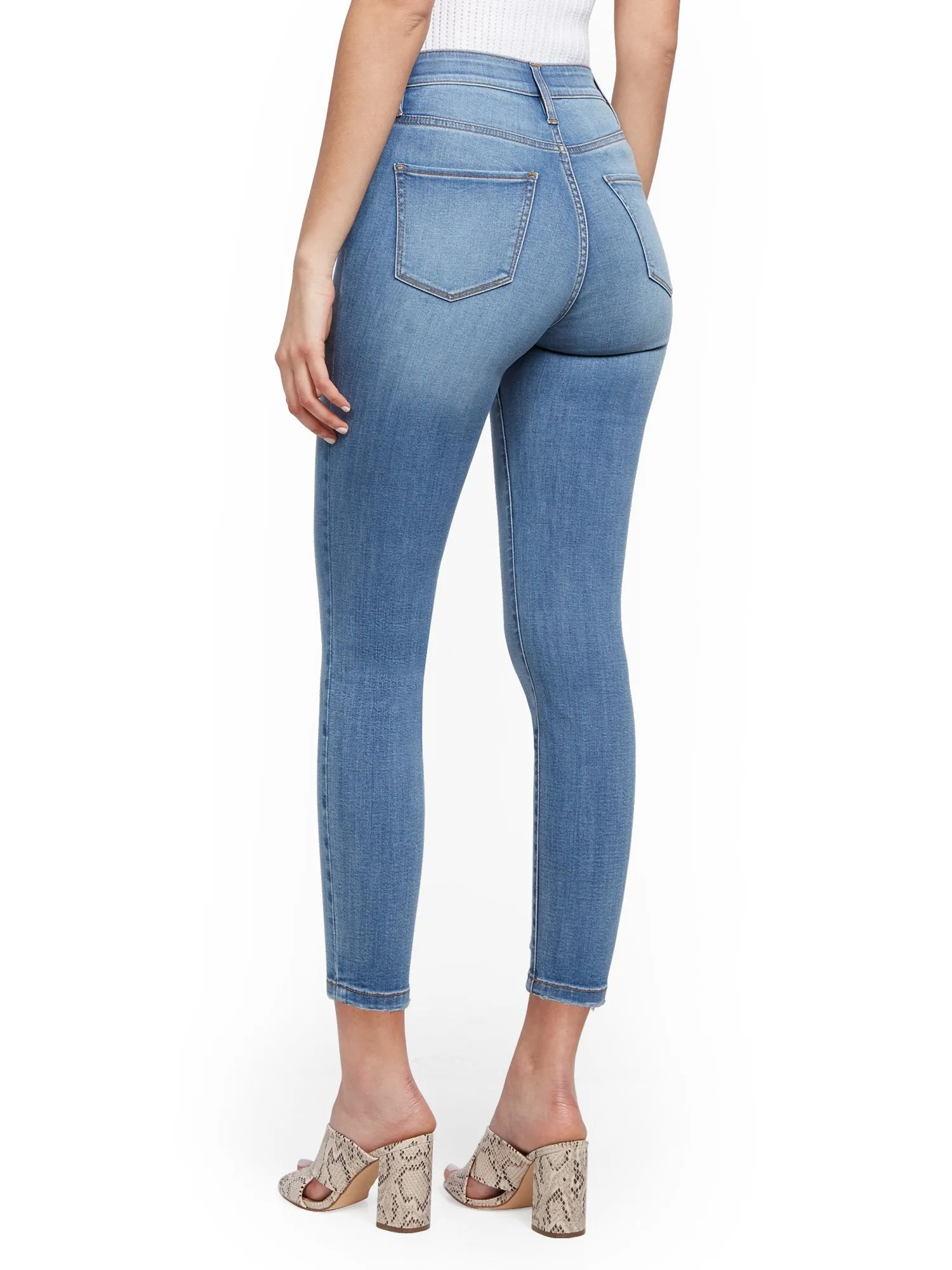 Abby Super High-Waisted No Gap Super-Skinny Ankle Jeans - Light Blue