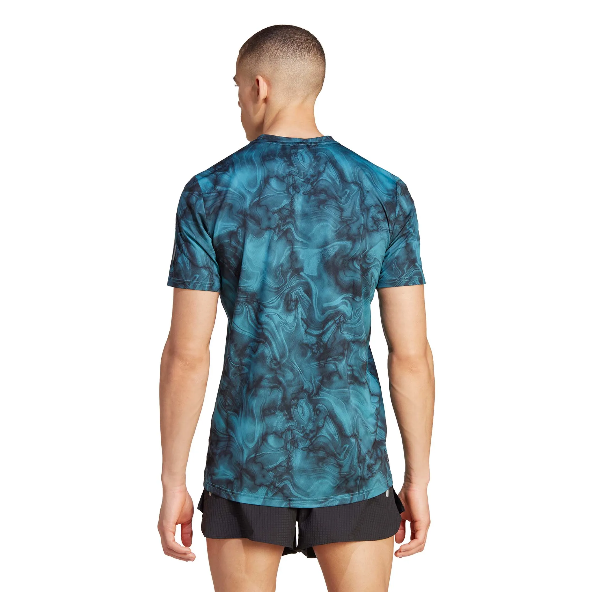 adidas | Men's Own the Run Allover Print T-Shirt - Arctic Fusion/Black