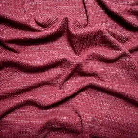 Burgundy/White Slubbed Waffle Knit Fabric