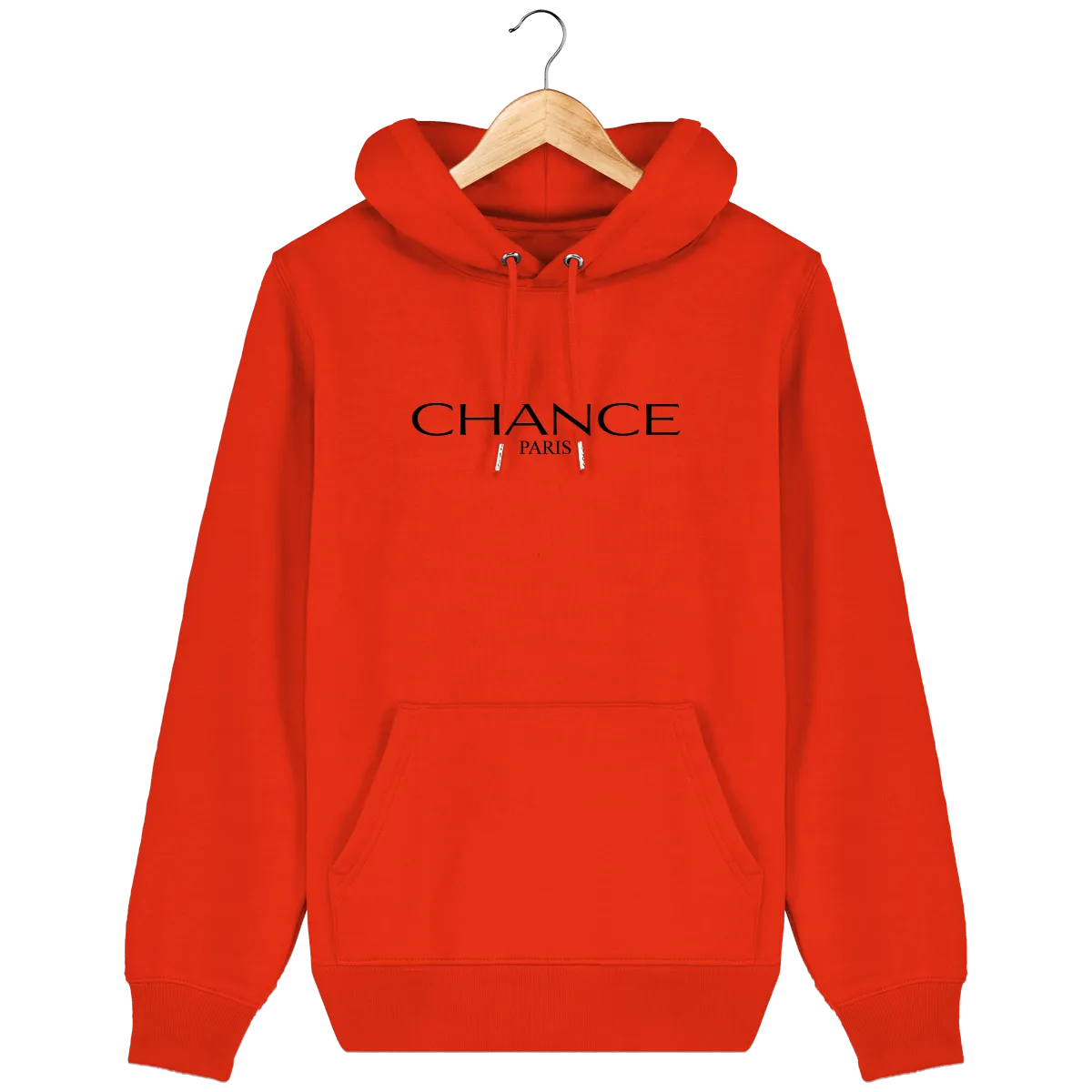 Chance Paris Men Medium Fit Hoodie Black Embroidered Logo