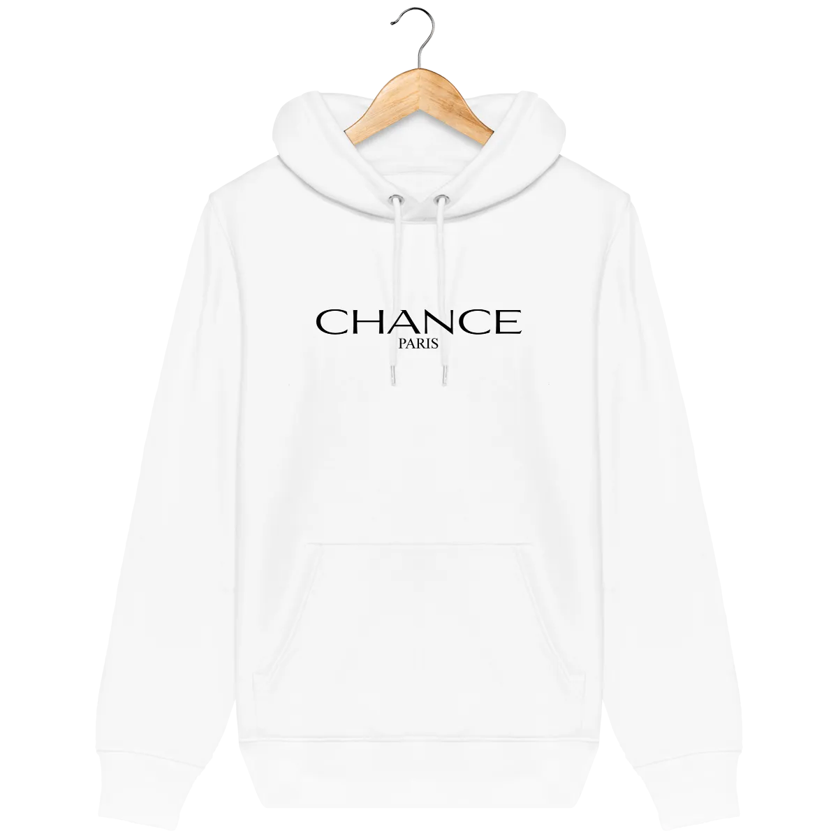 Chance Paris Men Medium Fit Hoodie Black Embroidered Logo