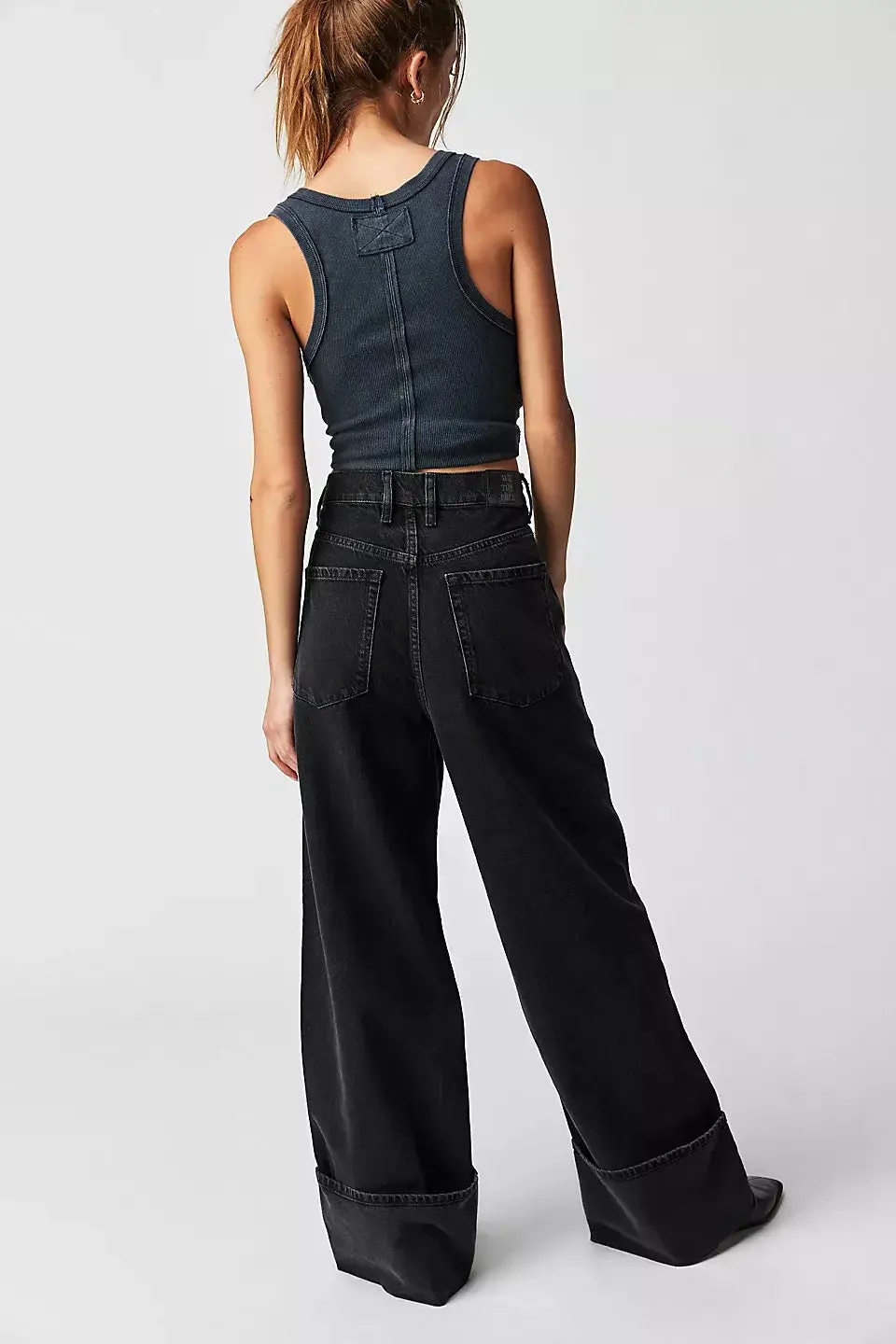 Cuffed low-rise jeans