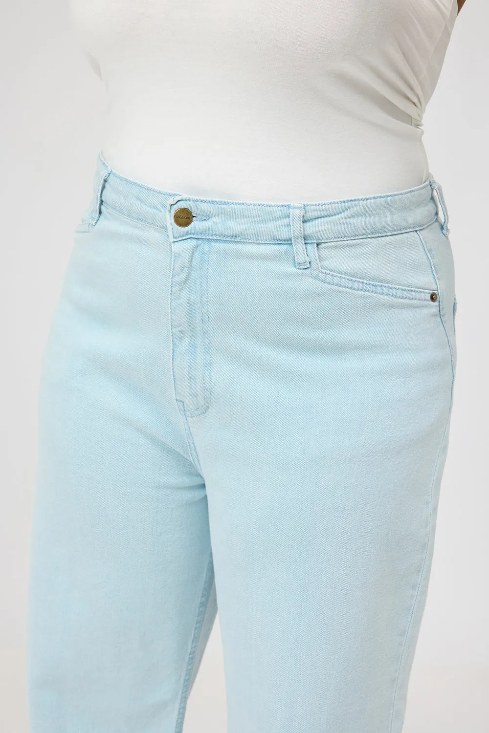 Curve Faded Blue High Waist Mom Fit Jeans