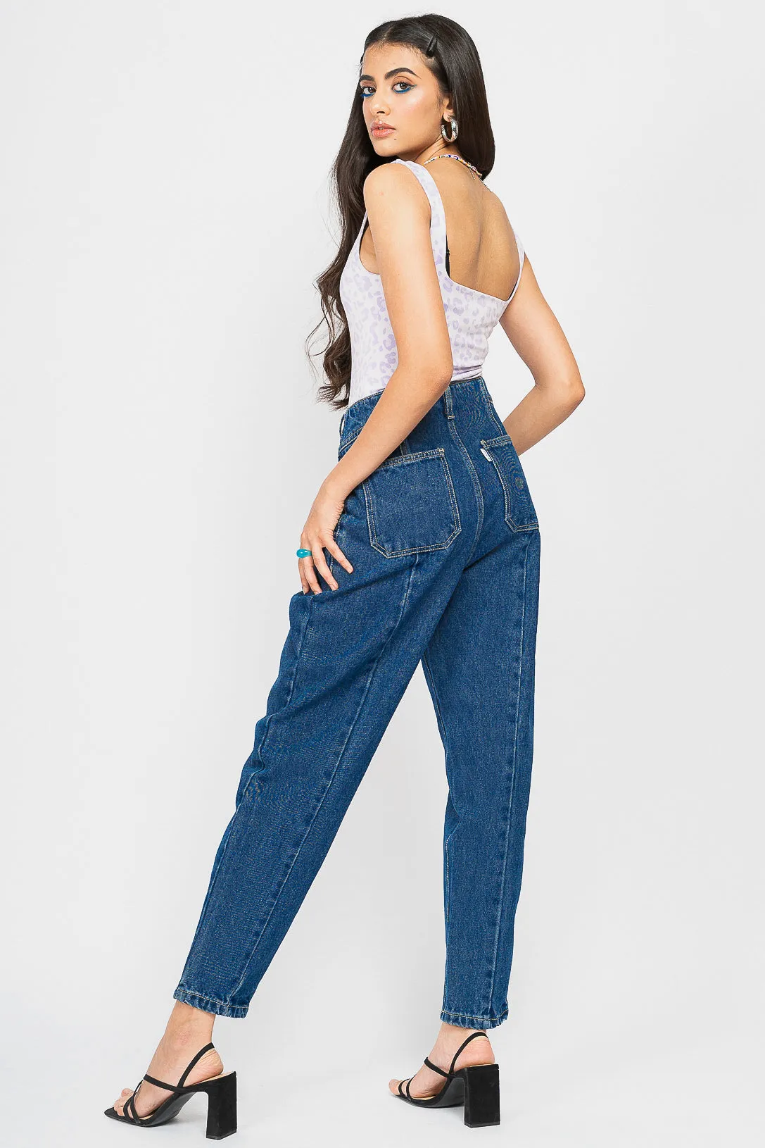 Dark Darted Slouchy Jeans