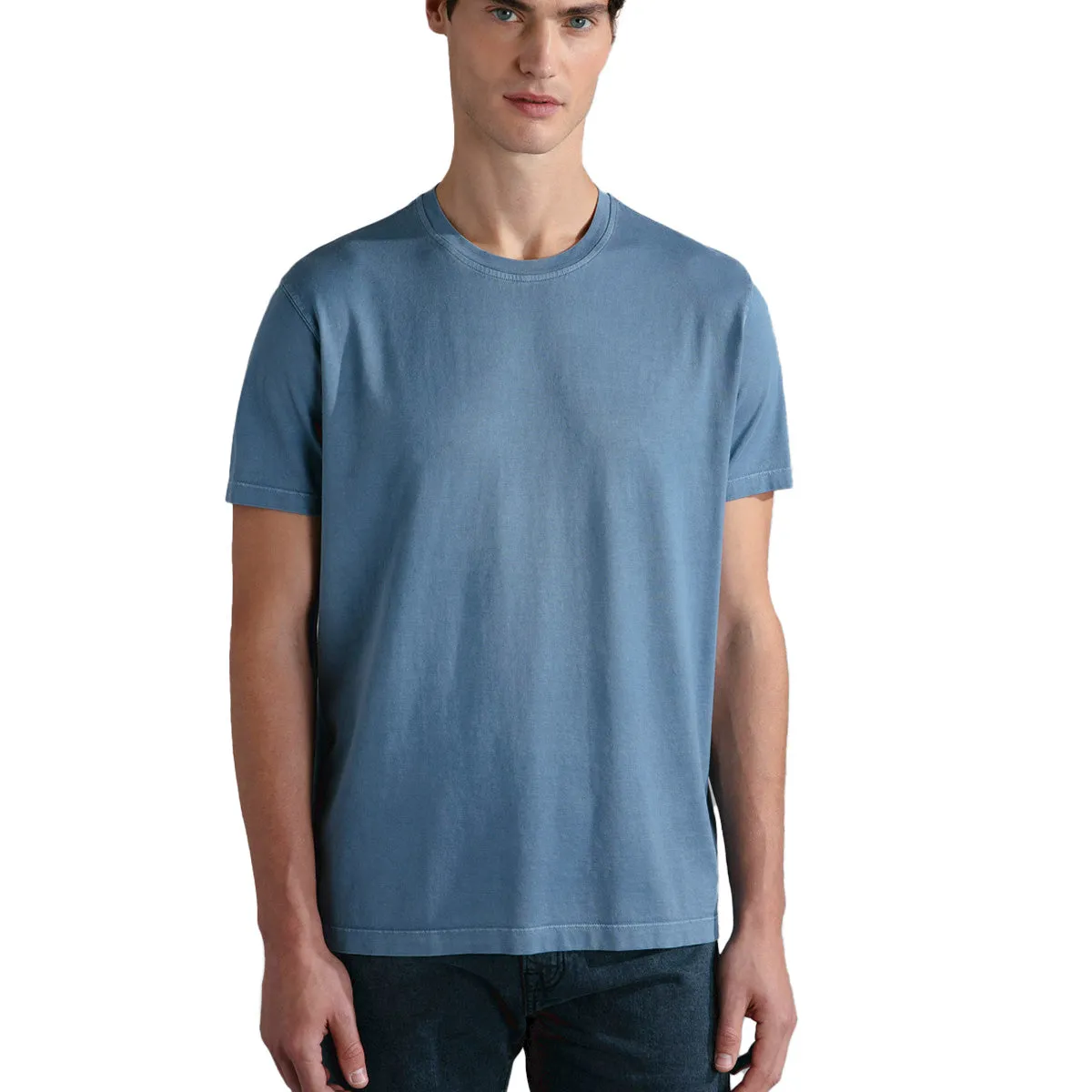 Denim Blue Cotton Jersey T-Shirt