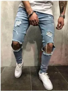 Distressed Stretch Jeans Pants For Men