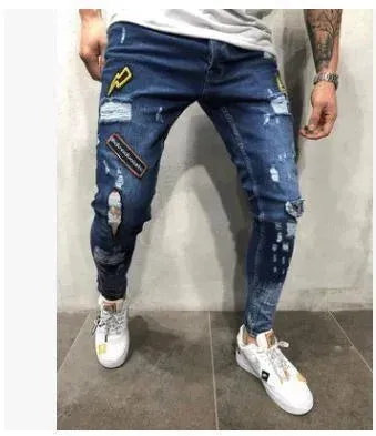 Distressed Stretch Jeans Pants For Men