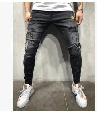 Distressed Stretch Jeans Pants For Men