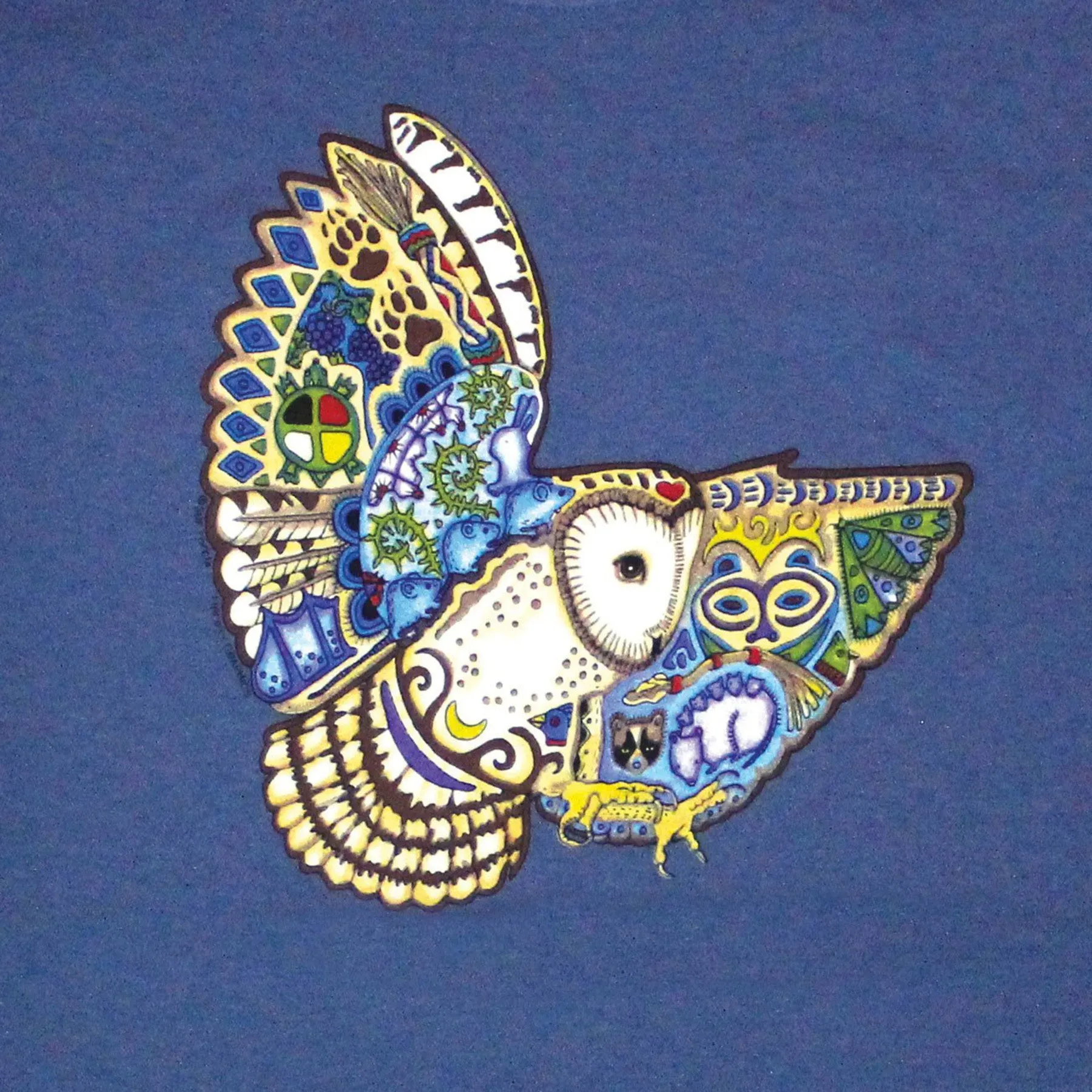 Earth Art Barn Owl Youth Indigo T-shirt