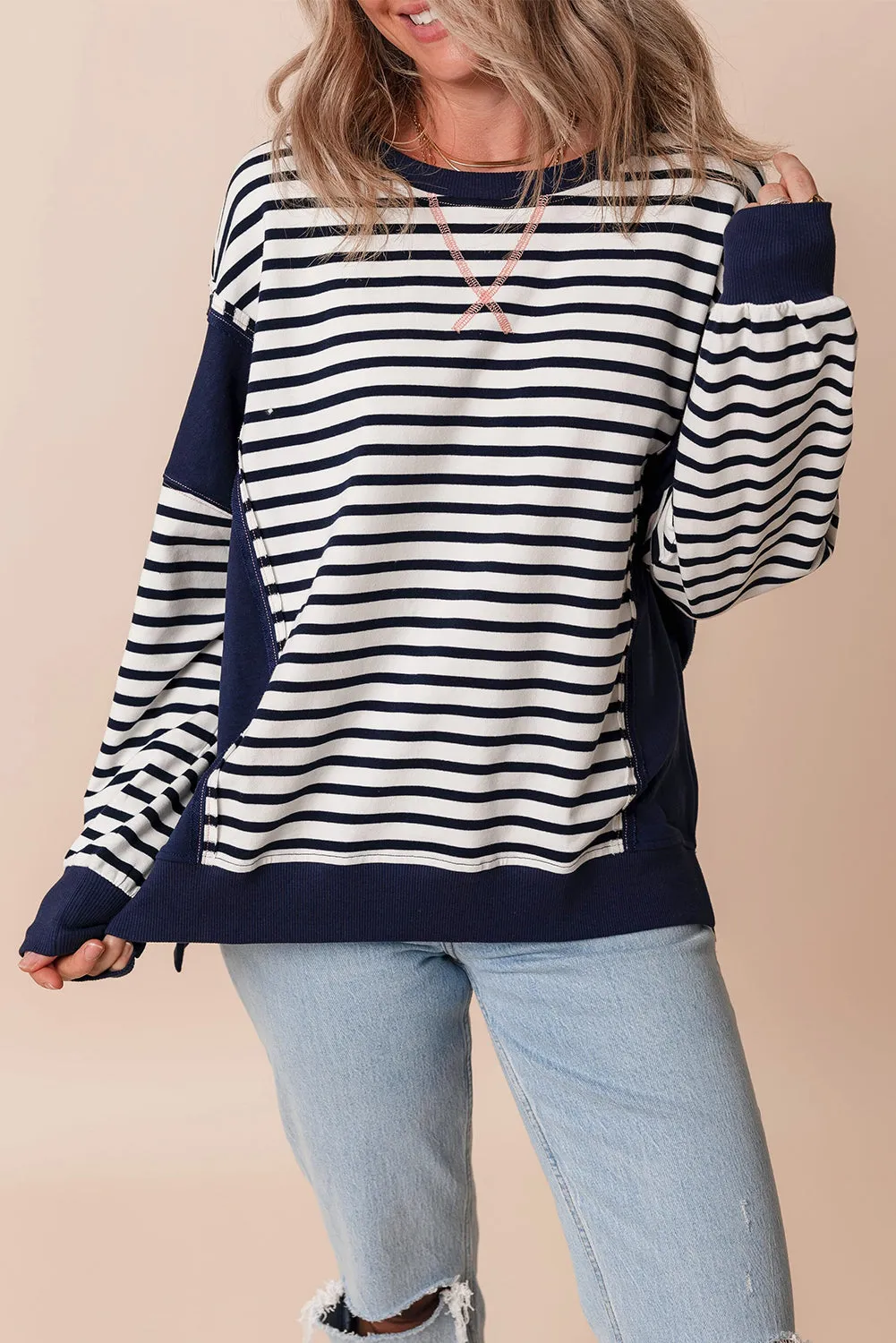 Exposed Seam Loose Fit Sweatshirt