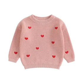 Hearts Knitted Crochet Baby Sweater