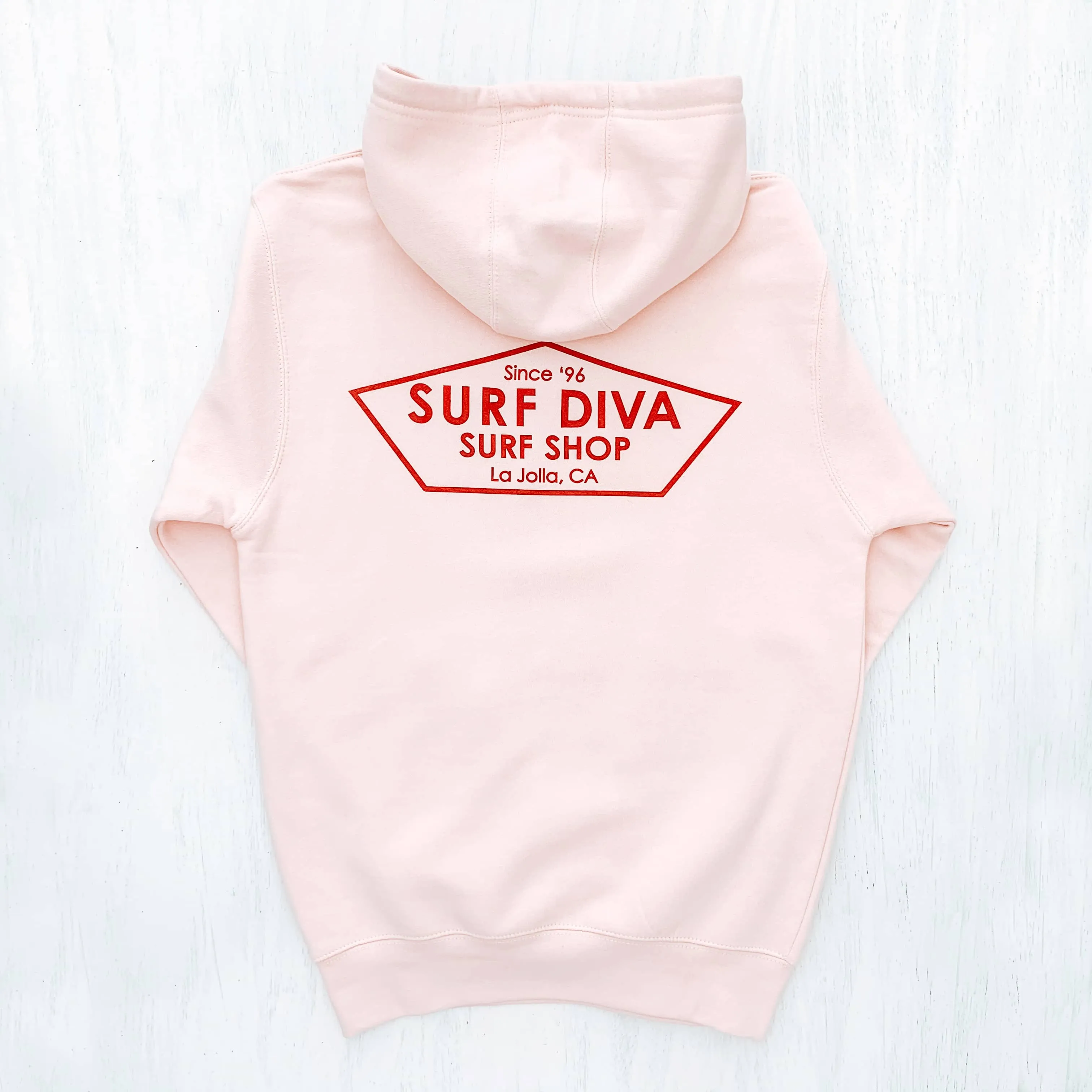 HOODIE SWEATSHIRT with SURF DIVA SURF SHOP (pink)