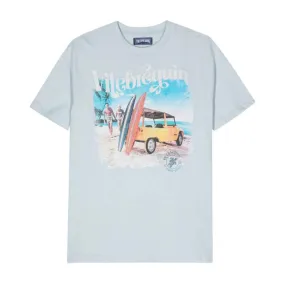 Light Blue Beach Surf Graphic T-shirt