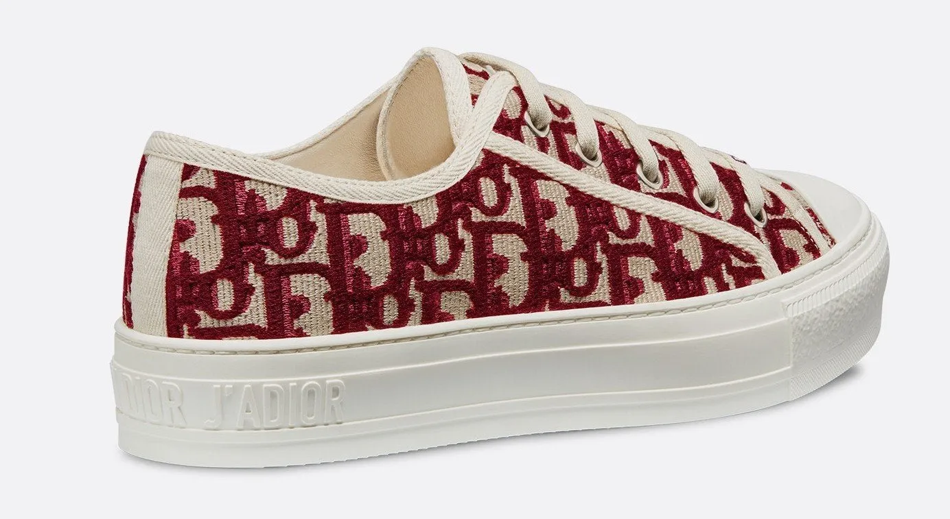 Logo Sneaker in Oblique Embroidered Canvas, Red