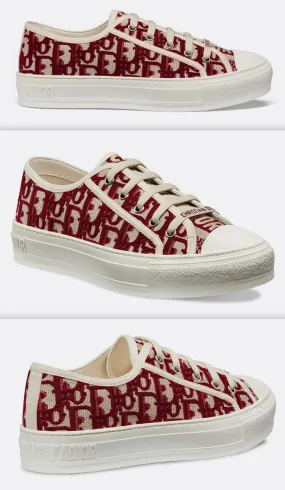 Logo Sneaker in Oblique Embroidered Canvas, Red