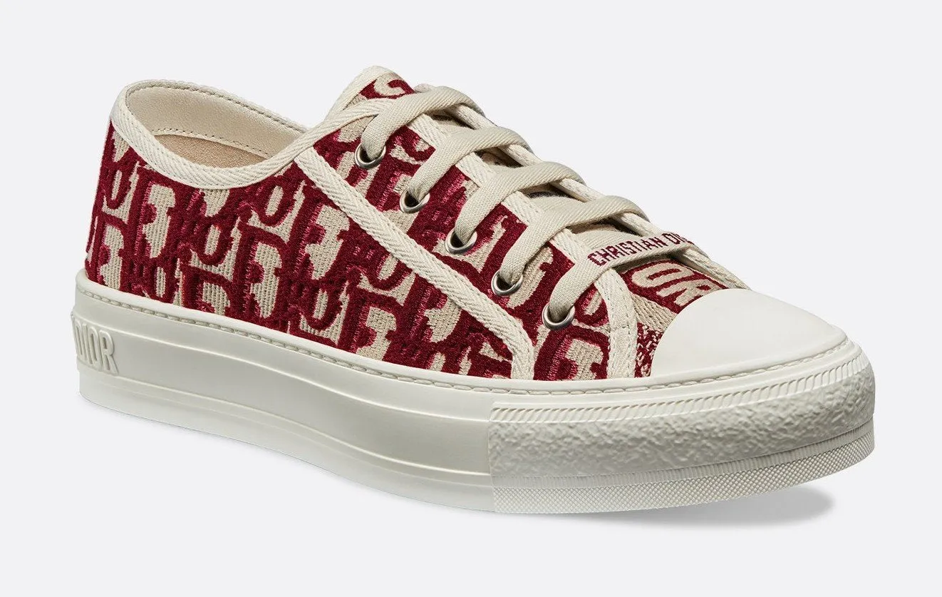 Logo Sneaker in Oblique Embroidered Canvas, Red