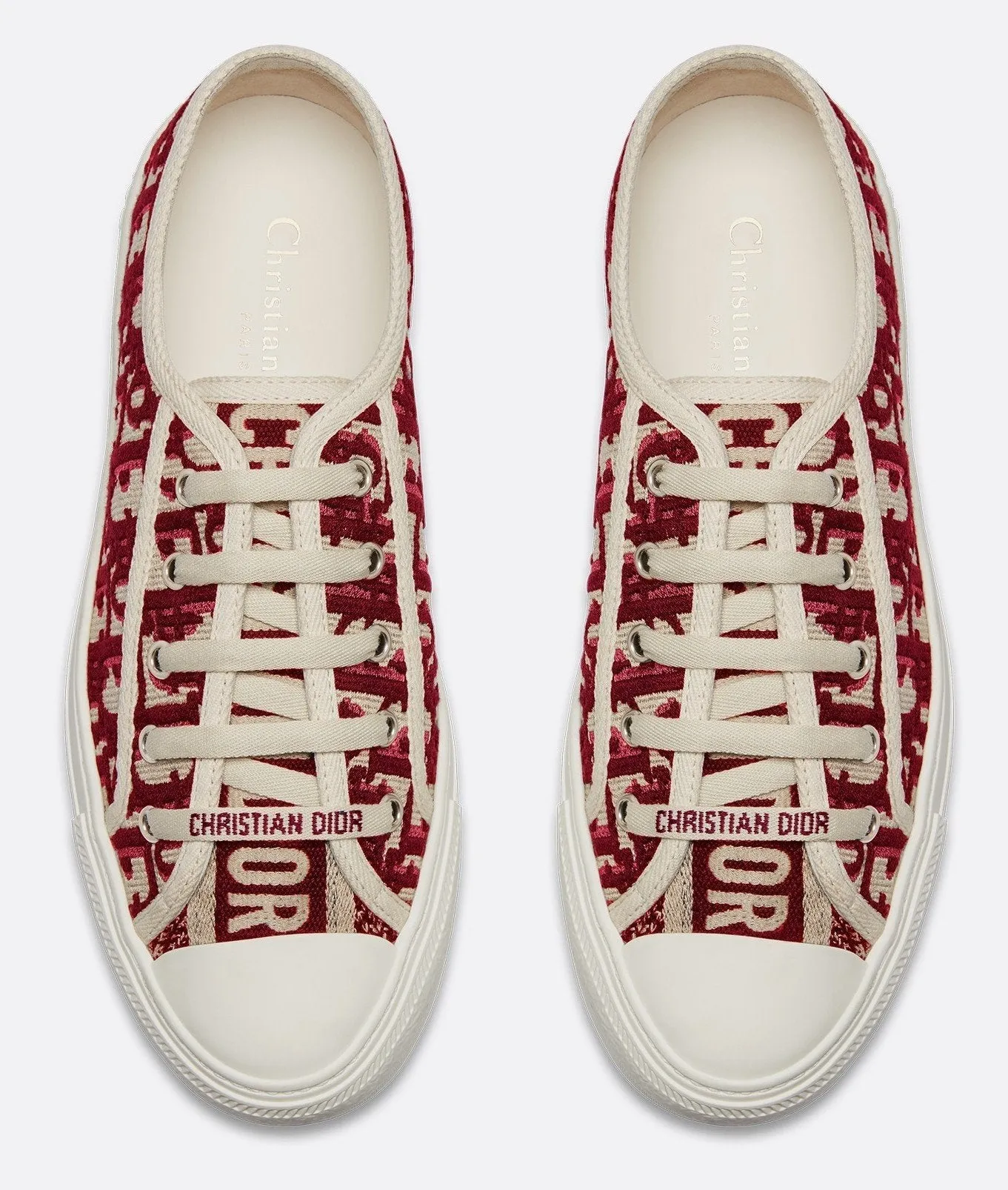 Logo Sneaker in Oblique Embroidered Canvas, Red