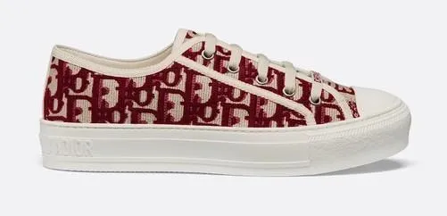 Logo Sneaker in Oblique Embroidered Canvas, Red