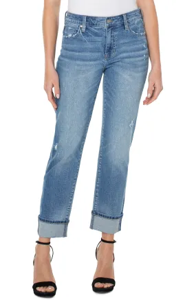 Marley Girlfriend Subtle Distressed Denim Jeans w/27 in Roll or 30 in