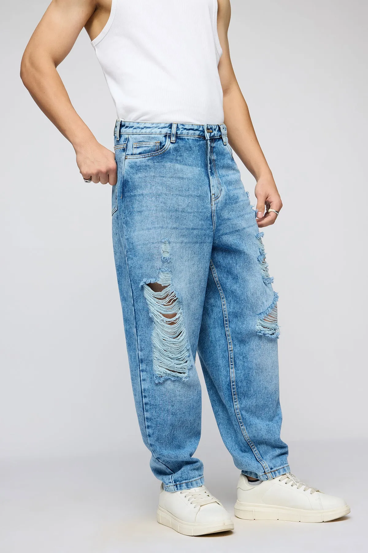 Maverick Distressed Men's Slouchy Fit Jeans