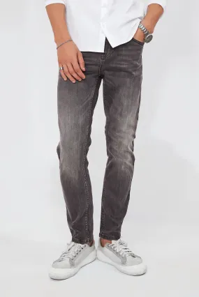 Men's Faded Tapered Fit Black Jeans