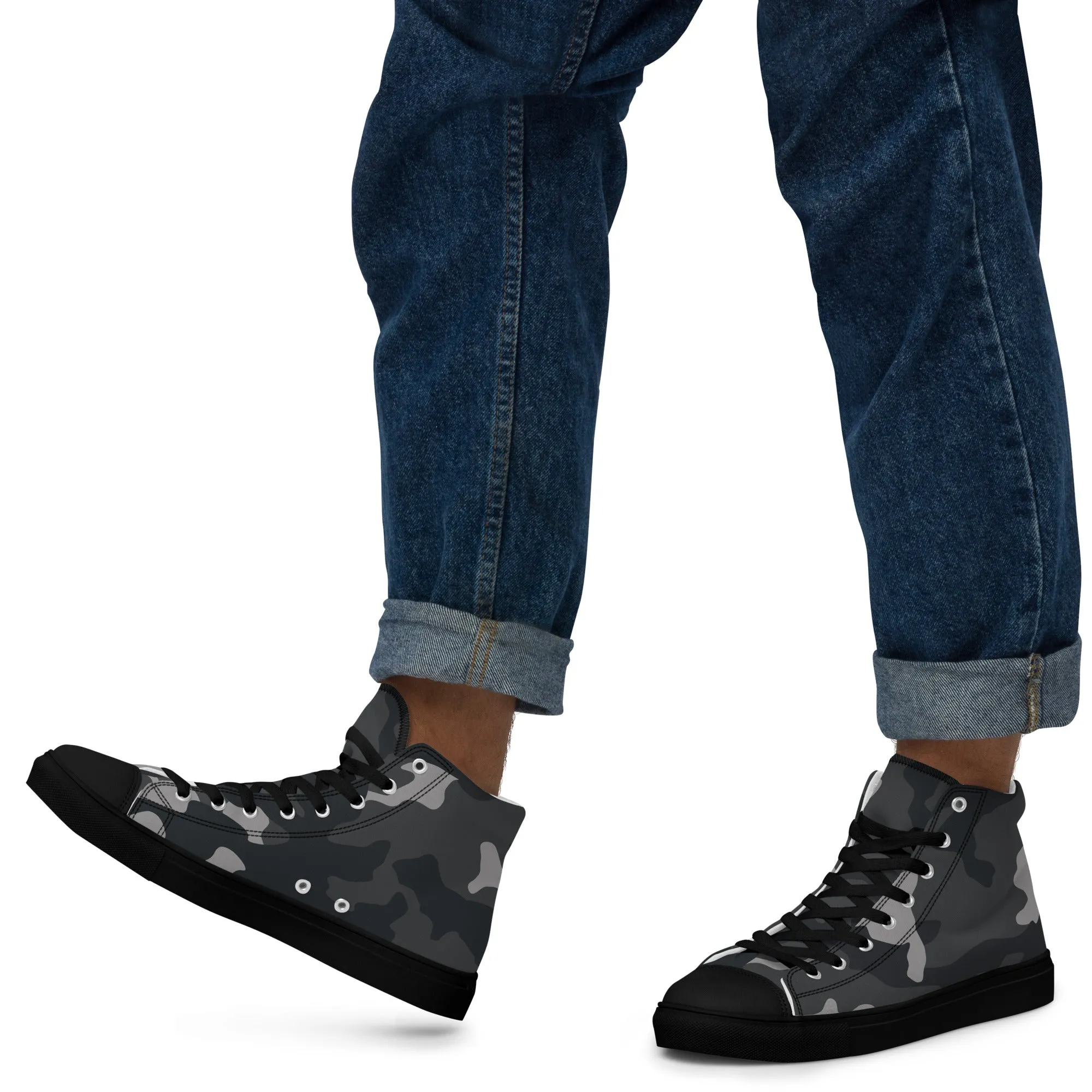 Men’s high top canvas shoes Black Camo