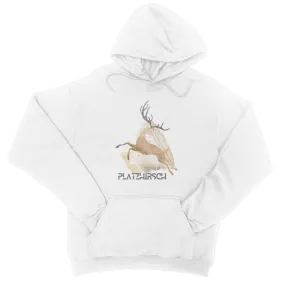 Men's Stag Do Graphic Hoodie "Platzhirsch" antler, print front & back - White