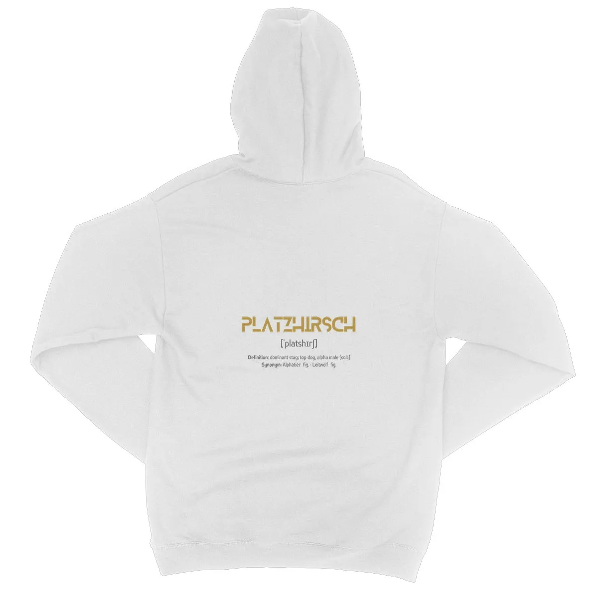 Men's Stag Do Graphic Hoodie "Platzhirsch" antler, print front & back - White