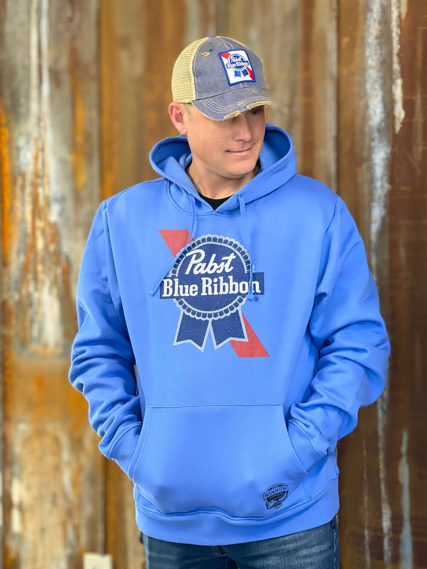 Pabst Blue Ribbon Beer Retro Hoodie- Royal Blue CLEARANCE