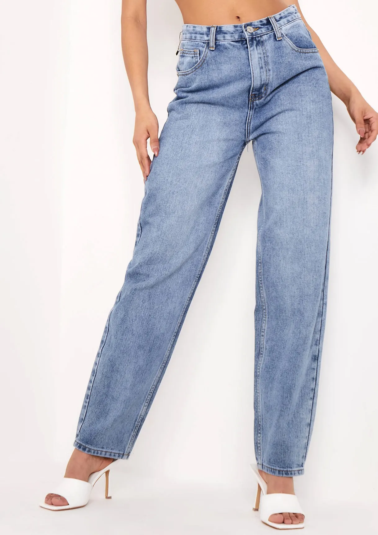 Paige Mid Wash Ripped Bum Detail Jeans