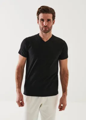 PIMA COTTON STRETCH V-NECK - Black