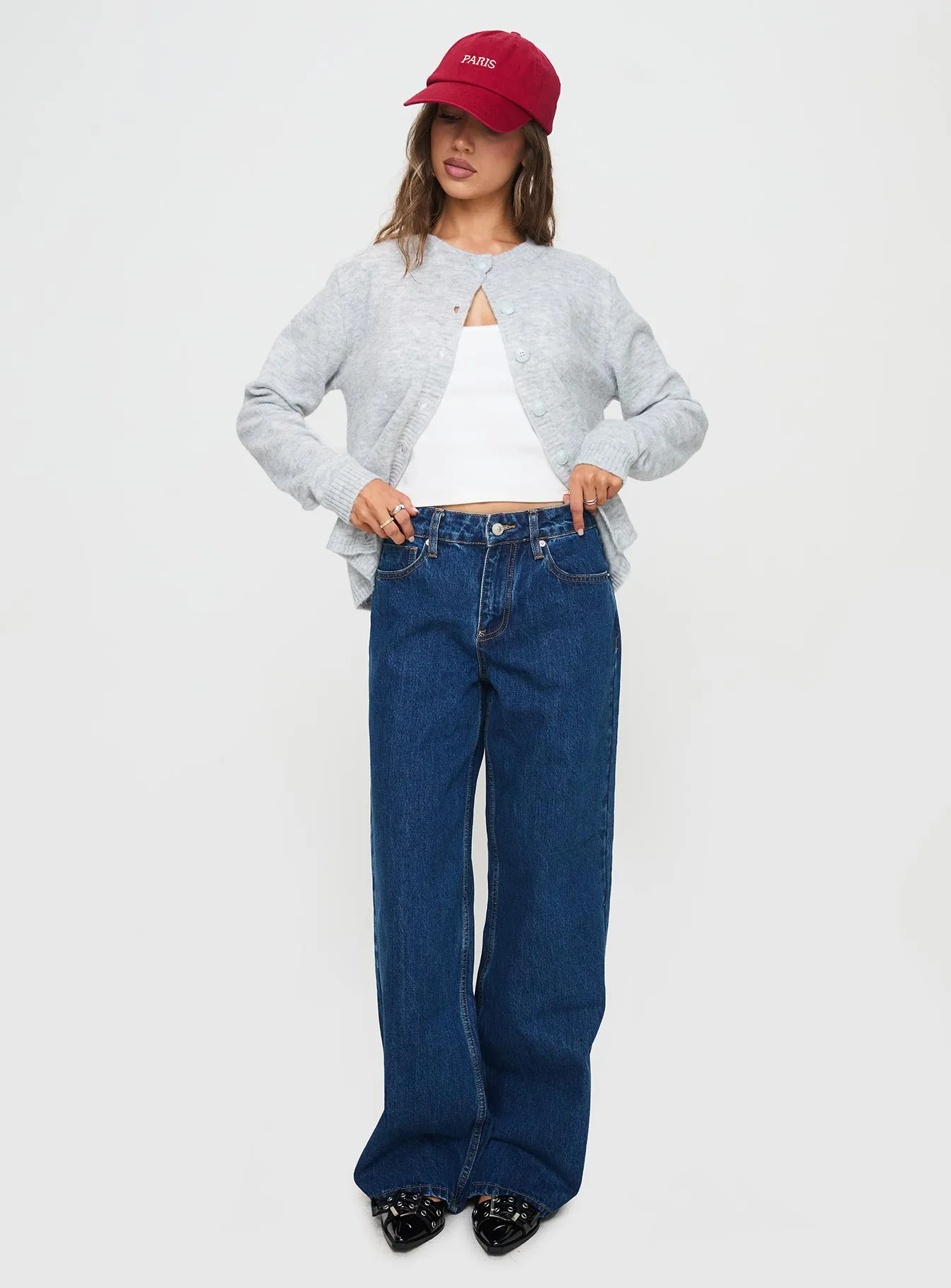 Shima Low Rise Slouch Jeans Mid Wash