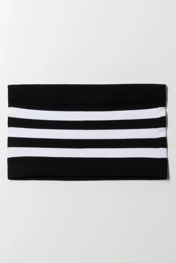 Stripe Seamless Tube Top Black And White