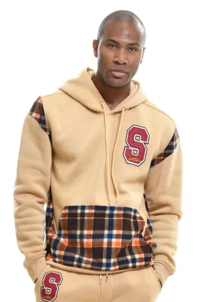 Switch Remarkable Tan Pullover Men's Plaid Pockets Hoodies Heavy Blend