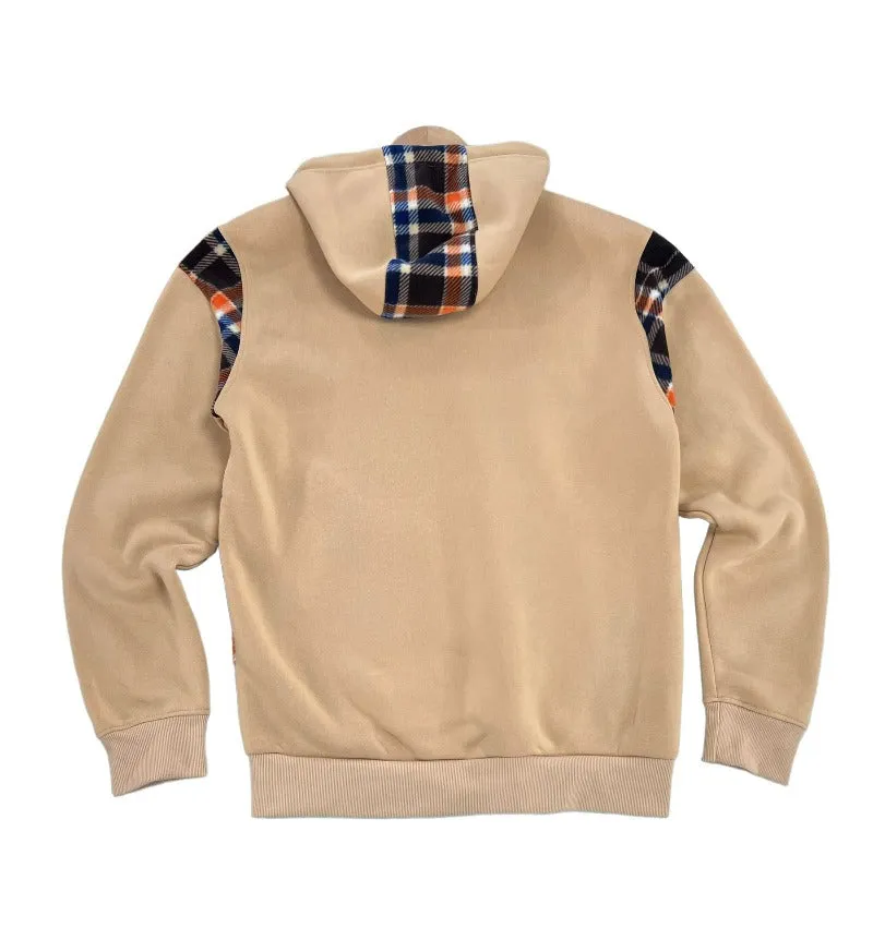 Switch Remarkable Tan Pullover Men's Plaid Pockets Hoodies Heavy Blend