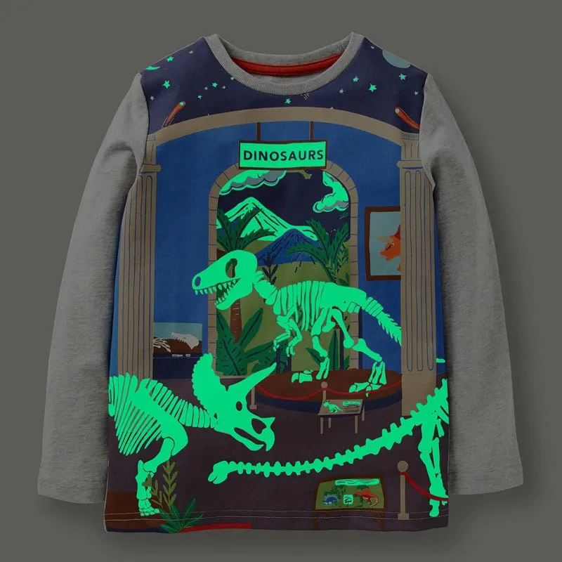 Toddler/Kid Boy's Glow-in-the-Dark Dinosaur Print T-shirt