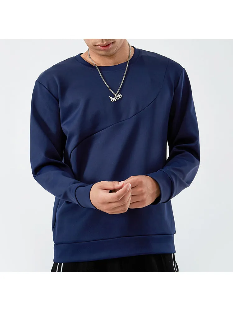 Trendy Men'S Simple Long-Sleeved Round Neck Pullover Bottoming Shirt