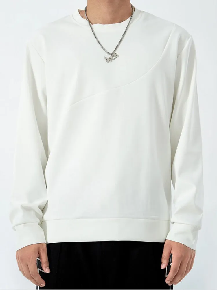 Trendy Men'S Simple Long-Sleeved Round Neck Pullover Bottoming Shirt