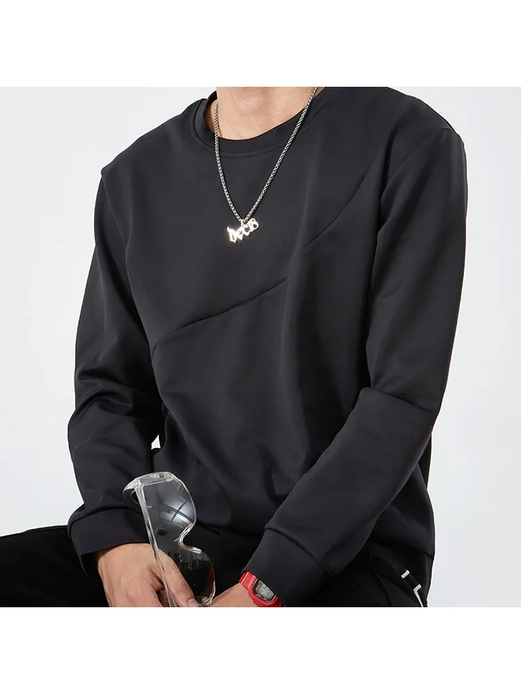 Trendy Men'S Simple Long-Sleeved Round Neck Pullover Bottoming Shirt