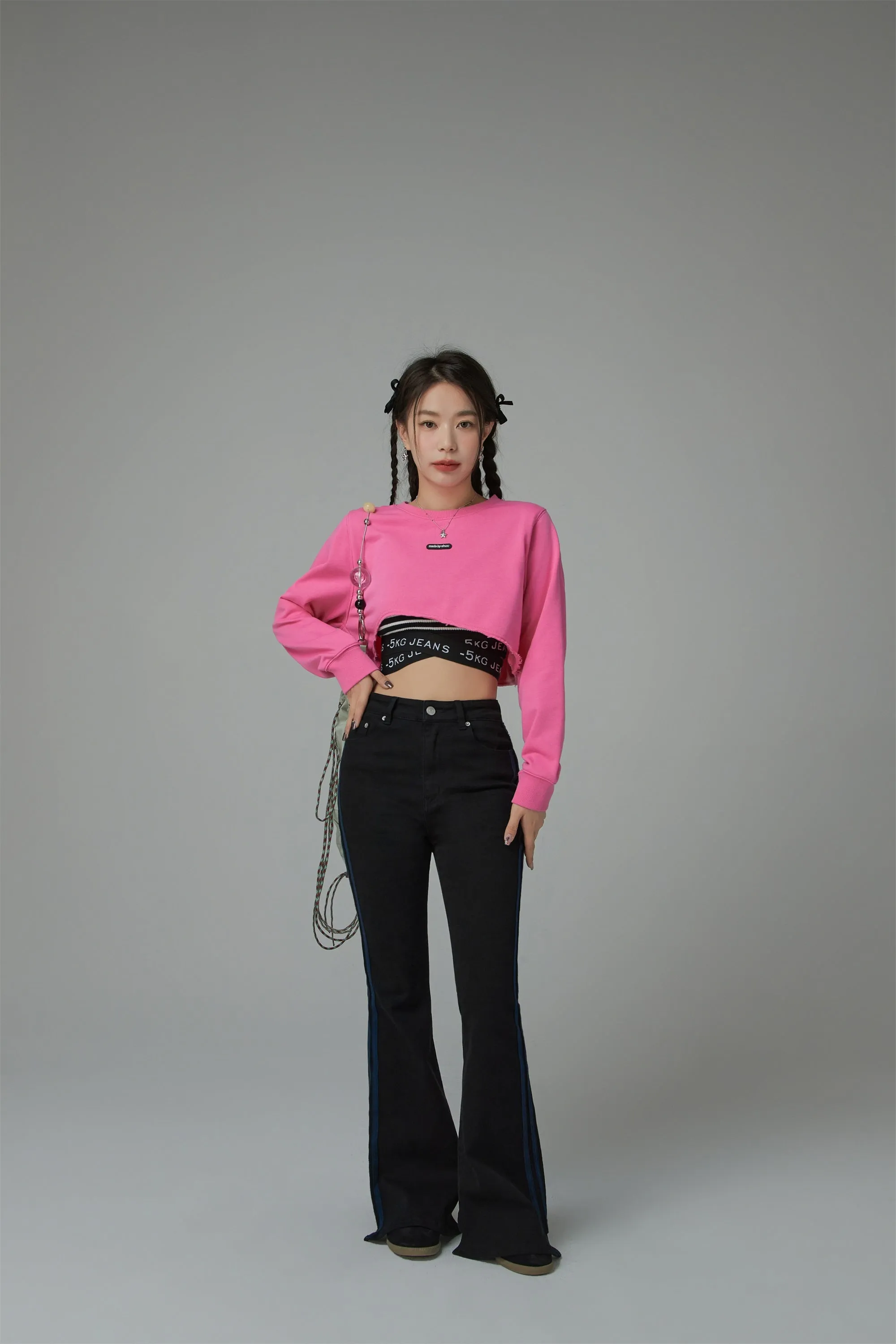 Unbalanced Loose Fit Crop Sweatshirt