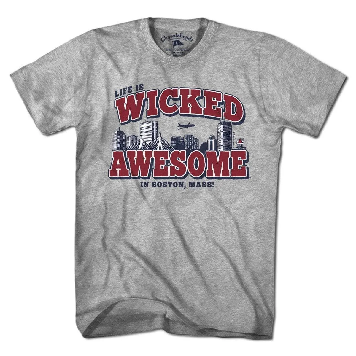 Wicked Awesome Boston Skyline T-Shirt: Unisex 2XL  Chowdaheadz