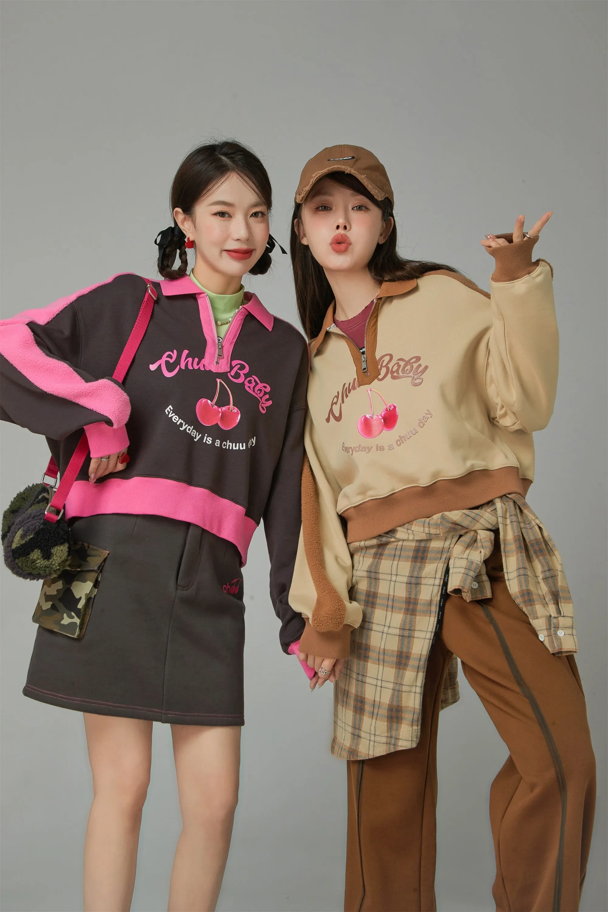 Your Favorite Girl Cherry Fleece Loose Sweatshirt