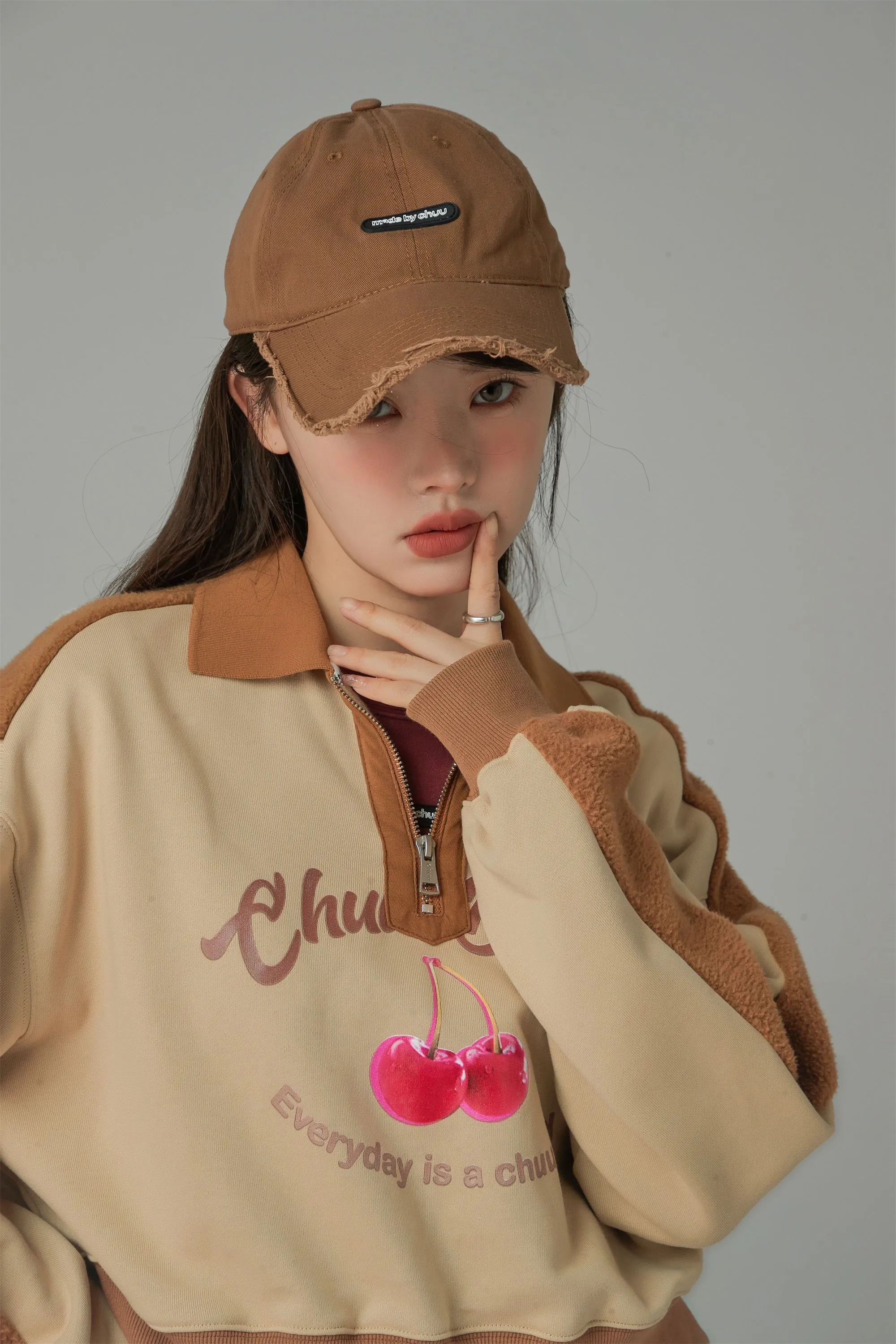 Your Favorite Girl Cherry Fleece Loose Sweatshirt